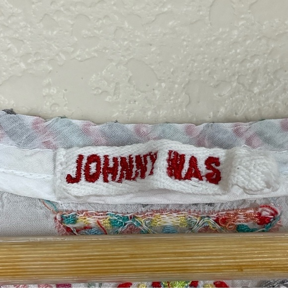 Johnny Was Floral Embroidered Tunic Blouse White Boho Peasant Cottagecore Sheer - Picture 8 of 12